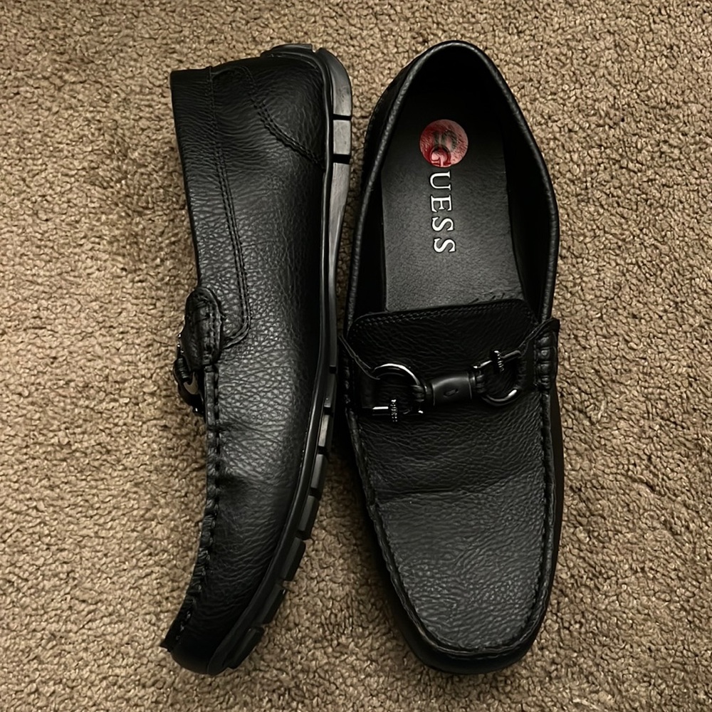 Black Guess loafers in leather
